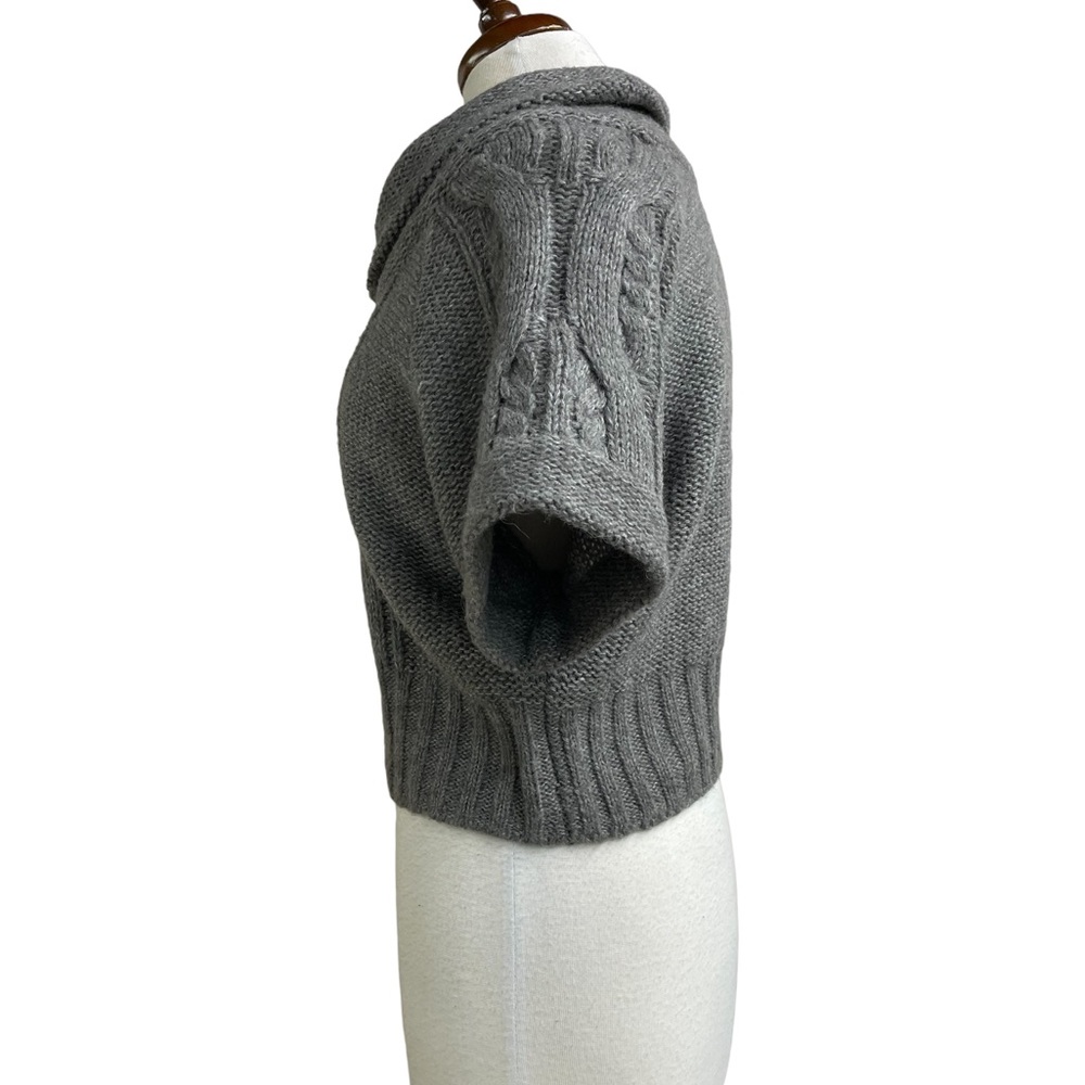 Hinge short sleeve wool/alpaca blend crop sweater medium - Picture 2 of 8